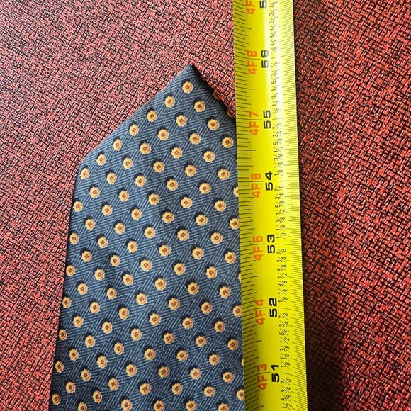 Ermenegildo Zegna Gray & Gold Polka Dot 100% Silk Tie Made In Italy Designer - Picture 6 of 7